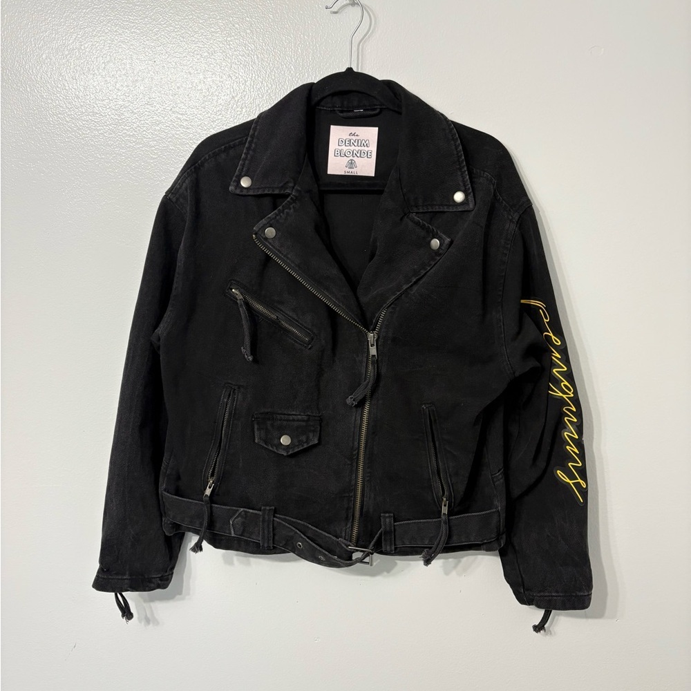 THE DENIM BLONDE Customized Pittsburg Penguins 100% Cotton Jean Jacket Black